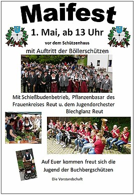 Banner Maifest vor dem Schützenhaus