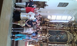 Banner Besuch unseres früheren Kaplans Tobias Reiter